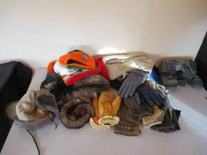 Lot of Various Hats, Gloves, Mittens, Mukluk Boots. Winter Clothing.