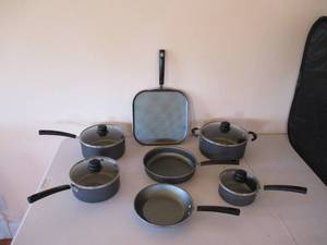 Lot Of Cooking Pans set with covers. Tramontina