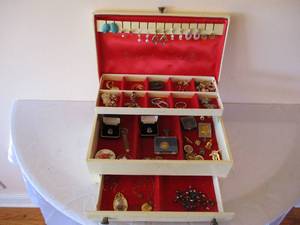 Lot of Miscellaneous Costume Jewelry in Jewelry box.