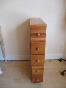 Storage Cabinet - 5 Drawer with sewing contents.