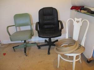 Lot of 3 Chairs 2 OfficeDesk Chairs, 1-Bentwood project.
