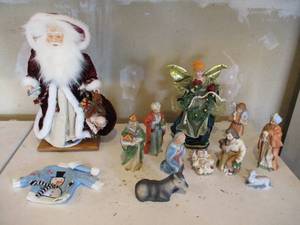 Lot of Christmas Decor. Manger Set. Santa.
