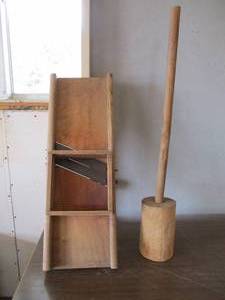 Antique Vintage Kraut Cutter &amp Masher. Farmhouse, Farm Style Decor.