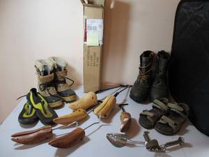 Lot of Miscellaneous Boots, Shoes. Shoe Stretchers
