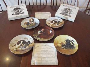 Lot of 5 Edwin Knowles Collector Plates. Dogs. Norman Rockwell
