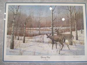 Framed Art Print. Deer Hunting. Les C Kouba