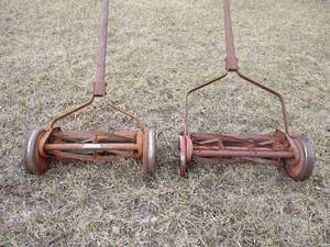 Lot of 2-Vintage Manual Push Lawn Mowers. Farmhouse, Farm Style Decor.