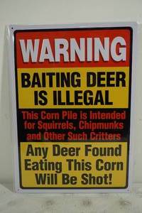 NEW Novelty Baiting Deer Warning Metal Sign