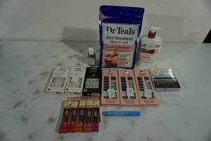 Assorted Beauty Items - Nails, Mineral Soak, Lotion, Makeup