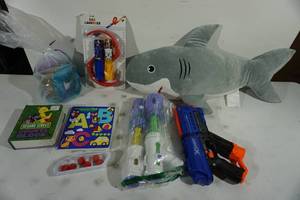 Assorted Toys - Plush Shark, Blasters, Slime