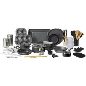 NEW 72 Piece Kitchen in a Box Set - Black