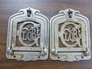 lot 12 image: 2 Antique Globe Pot Belly Stove Doors