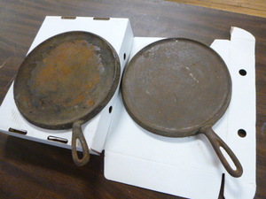 lot 15 image: 2 Vintage Cast Iron Griddles