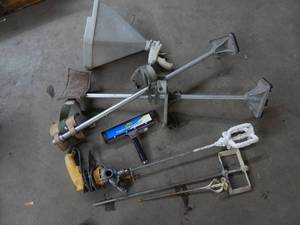 Stilts, Dewalt Drill With Mixer Ceiling Sprayer & Scraper