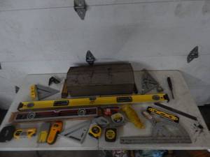 Assortment Of Levels, Measure, Squares & Other Hand Tools