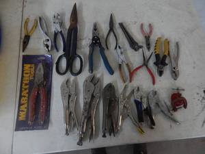 Assortment If Pliers, Snips & Vice Grips