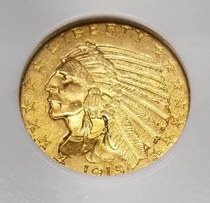 1915-S US $5 GOLD INDIAN CHOICE UNC