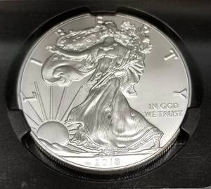2018 AMERICAN SILVER EAGLE 1 TROY OZ .999 FINE SILVER MS70 MERCANTI SIGNED