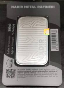 1 TROY OZ .999 FINE SILVER BAR NADIR METALS SEALED