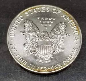 1990 AMERICAN SILVER EAGLE 1 TROY OZ .999 FINE SILVER