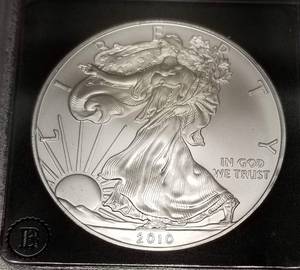 2010 AMERICAN SILVER EAGLE 1 TROY OZ .999 FINE SILVER BLACK SLAB
