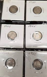 SHEET OF 20 SILVER CANADA DIMES AS PICTURED
