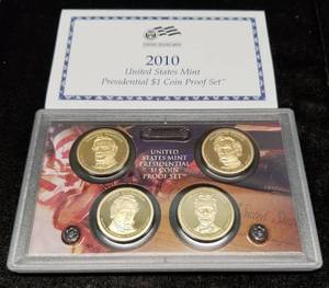 2010 US PROOF 4 COIN PRESIDENTIAL DOLLAR SET