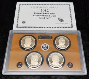 2012 US PROOF 4 COIN PRESIDENTIAL DOLLAR SET