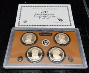 2013 US PROOF 4 COIN PRESIDENTIAL DOLLAR SET