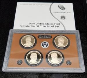 2014 US PROOF 4 COIN PRESIDENTIAL DOLLAR SET
