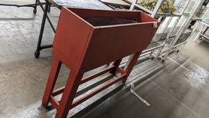 lot 56 image: Vintage Red Painted Wooden Flower Box-48 x 12 x 36