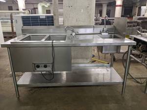 lot 11 image: Stainless Steel Commercial Sink with Built in Double Boiler
