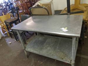 lot 135 image: 4ft Commercial Stainless Steel Food Prep Table With Bottom Storage Shelf
