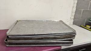 lot 304 image: Nine 18 x 26 Aluminum Bakery Sheet Pans