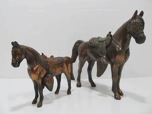 lot 12 image: 2 Vintage 1950s era Gilt Cast Metal Horses