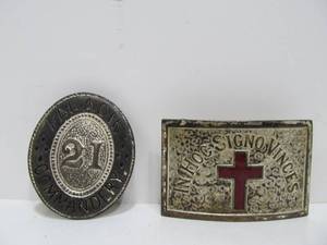 lot 21 image: Antique Knights Templar Belt Buckles