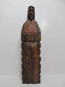 lot 27 image: Large Carved Painted Wood Folk Art Religious Figure
