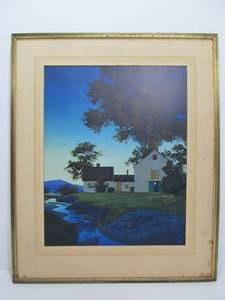 lot 45 image: Old Vintage 1920s Era TWILIGHT Print by Maxfield Parrish