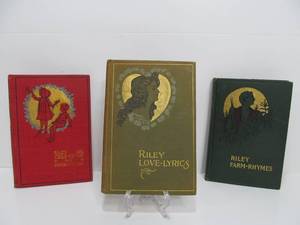 lot 55 image: Lovely Set of 3 Antique Hardcover Books - James Whitcomb Riley