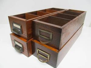 lot 119 image: 2 Matching Pairs of Deep Vintage Wood File Drawers  Display Shelves