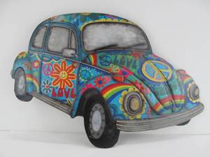 lot 165 image: Large Volkswagen BeetleBug Groovy Metal Wall Decor Sign