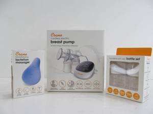lot 183 image: Brand New Sealed CRANE Cordless Breast Pump - Lactation Massager & Bottle Set