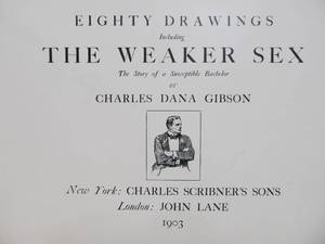 lot 104 image: Large 1890s Book of Sketches & Drawings by Charles Dana Gibson - 80 Drawings The Weaker Sex