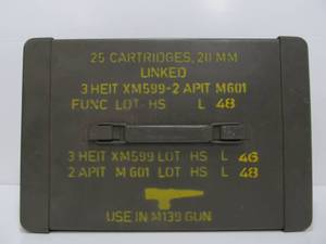 lot 86 image: Vintage M139 Mounted CannonMachine Gun Steel Ammo Crate