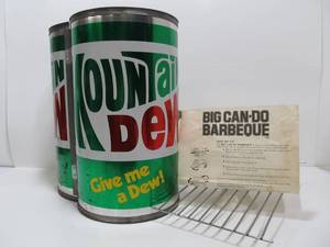 lot 229 image: Awesome Vintage MOUNTAIN DEW Can-Do Barbeque Can Grill 
