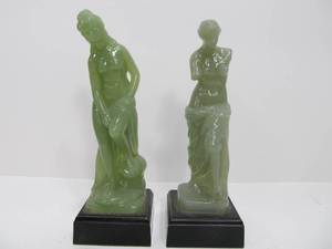 lot 238 image: 2 Vintage Mid Century Decorative Classical Green Sculptures