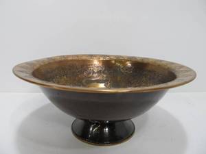 lot 240 image: Beautiful Signed Vintage Oppenheim Israel Copper Pedestal Bowl