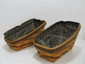 lot 242 image: Pair of LONGABERGER SlantedAngled Baskets with Liners