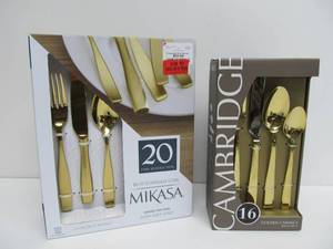 lot 286 image: 2 Brand New Sets of Gold Plated Flatware