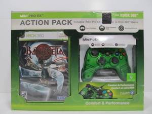 lot 316 image: New Unopened XBOX 360 Mini Pro X Controller & Bayonetta Video Game Value-Pak